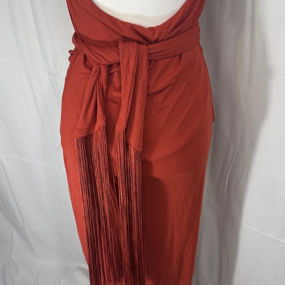 VICI Khloe Fringe Maxi Dress Rust Red Size M - Picture 10 of 13